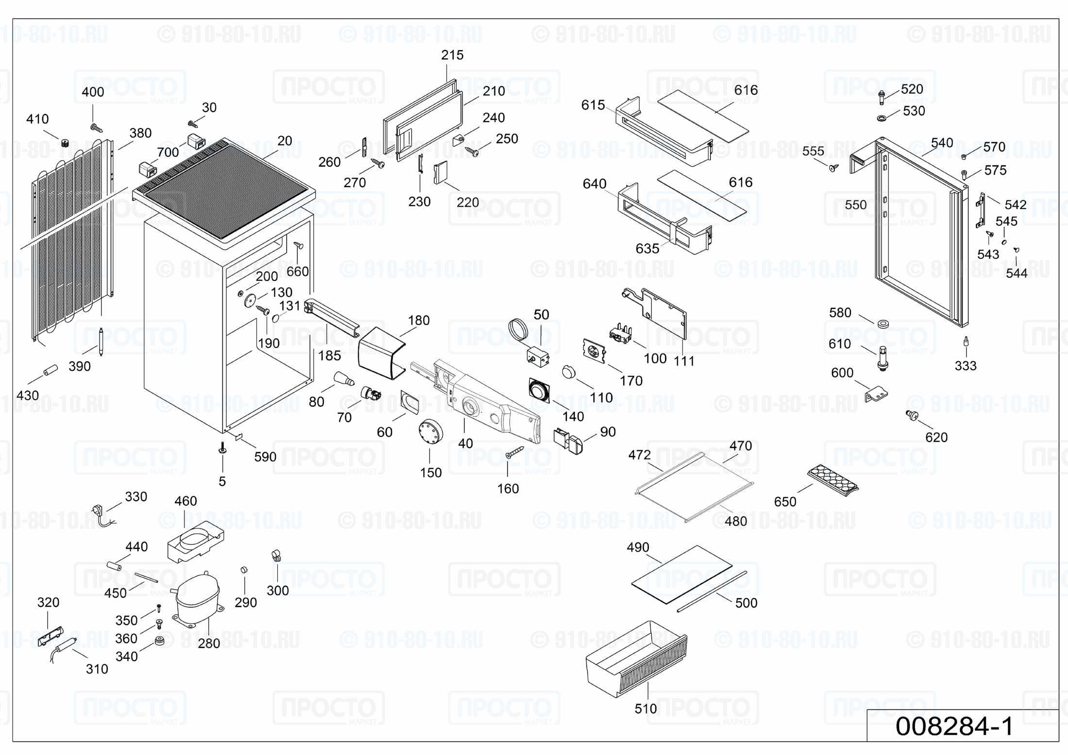 Взрыв-схема запчастей холодильника Liebherr TP 1514-21G