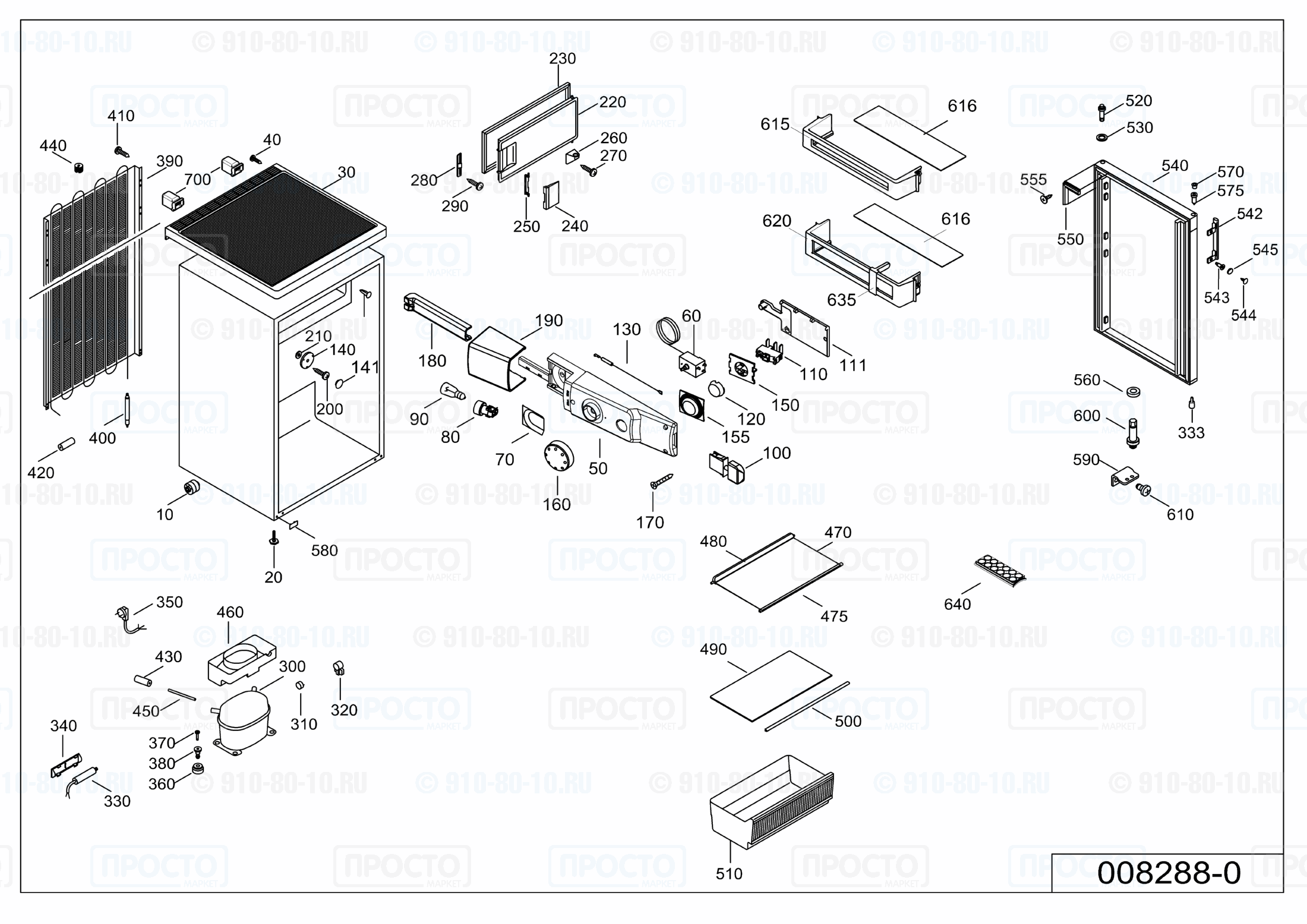 Взрыв-схема запчастей холодильника Liebherr TP 1424-21C