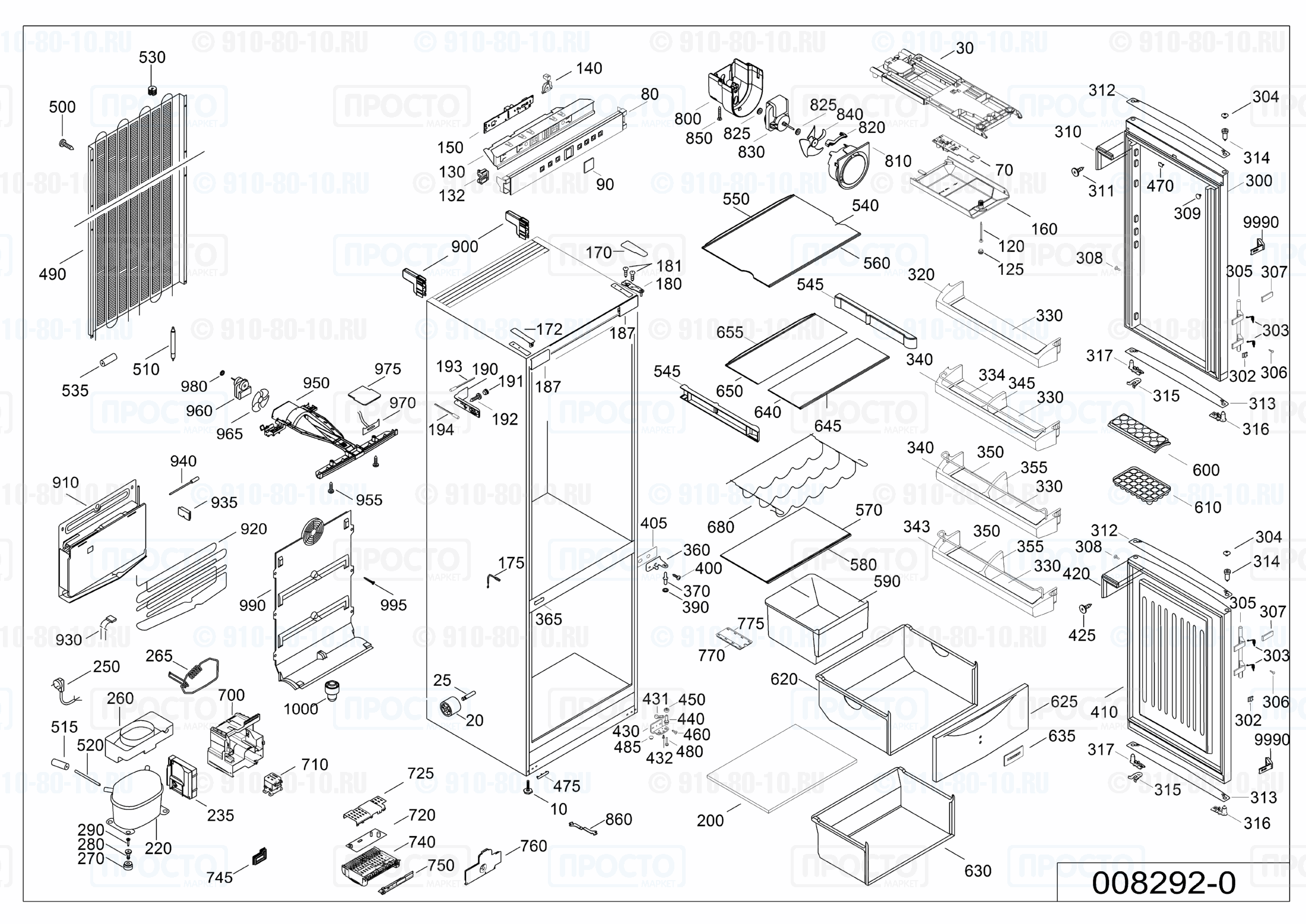 Взрыв-схема запчастей холодильника Liebherr CNP 4033-20A