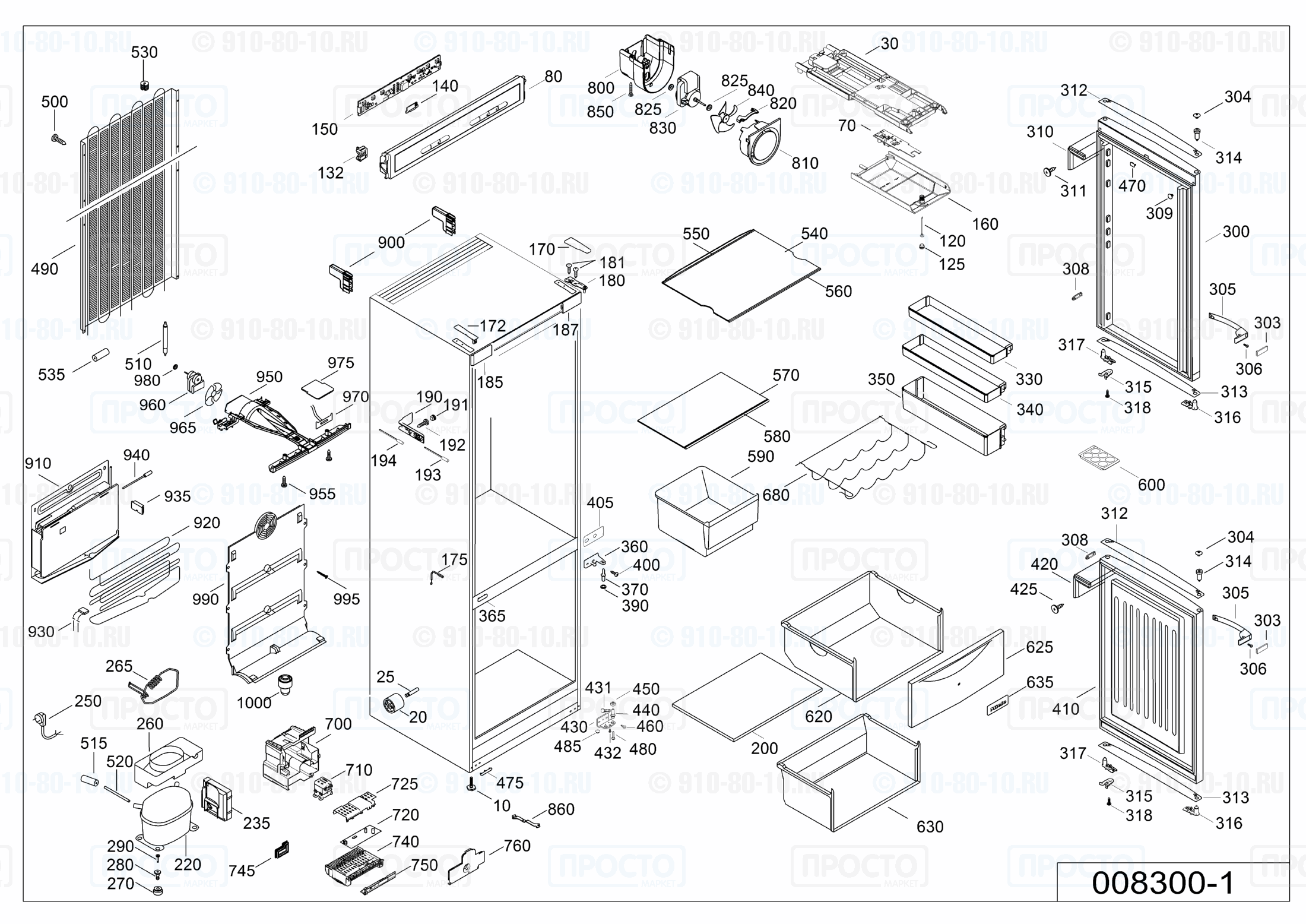 Взрыв-схема запчастей холодильника Liebherr CNP 4003-20C