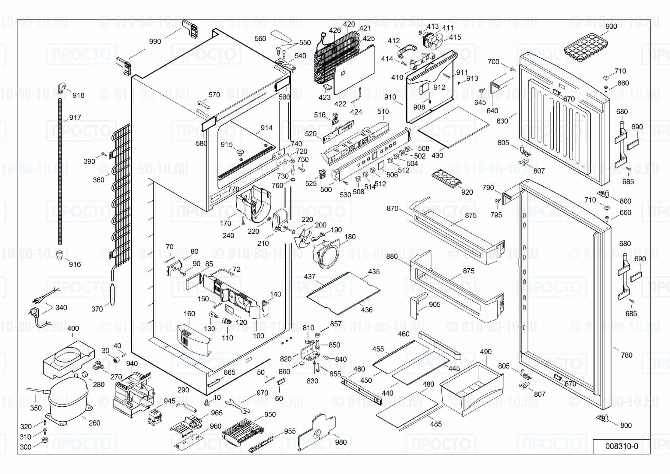 Взрыв-схема запчастей холодильника Liebherr CTN 3223-21C