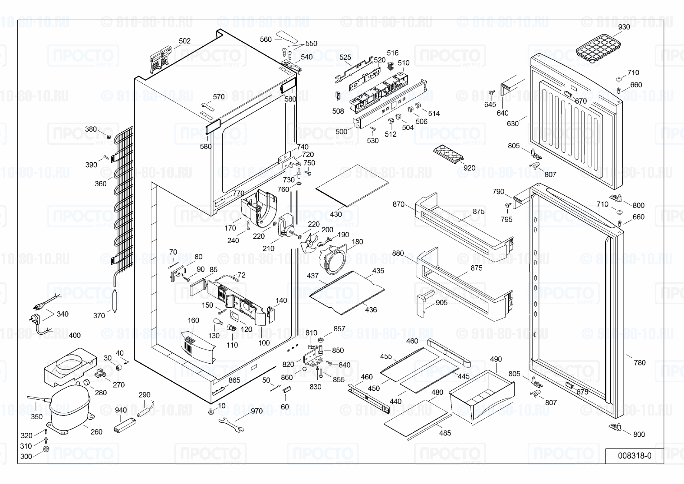 Взрыв-схема запчастей холодильника Liebherr CT 3306-22D