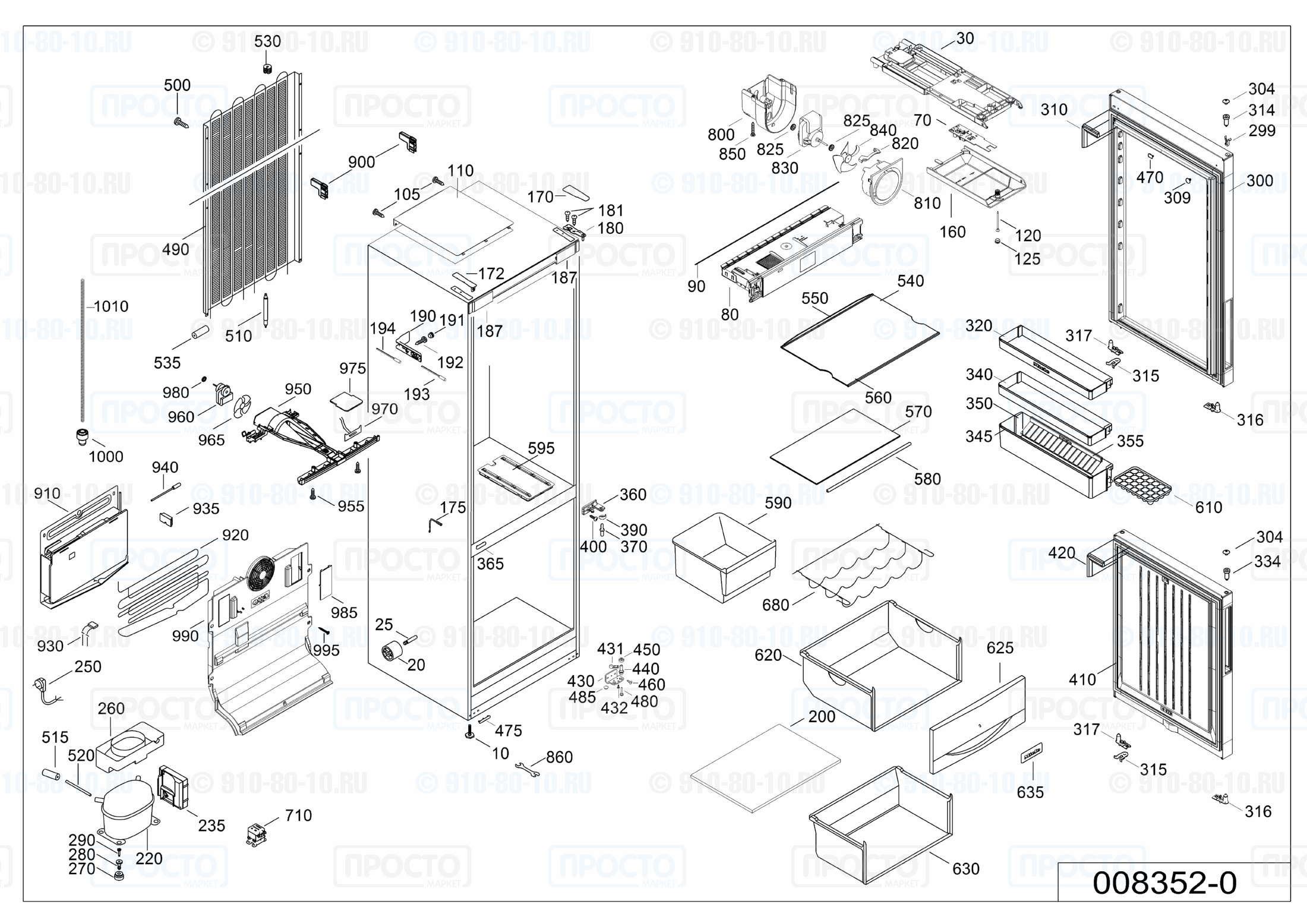 Взрыв-схема запчастей холодильника Liebherr CN 3915-20B