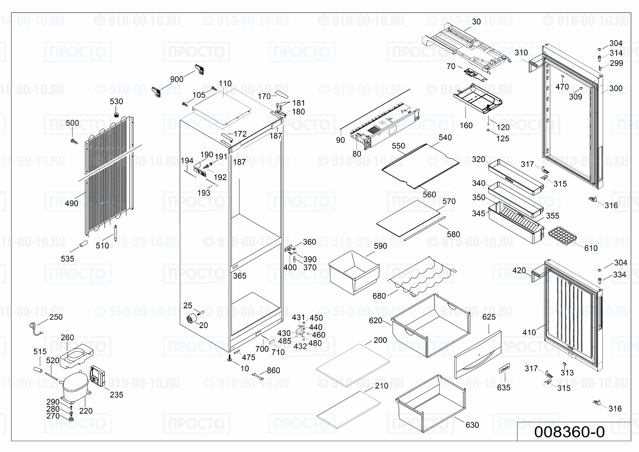 Взрыв-схема запчастей холодильника Liebherr CU 2915-20D