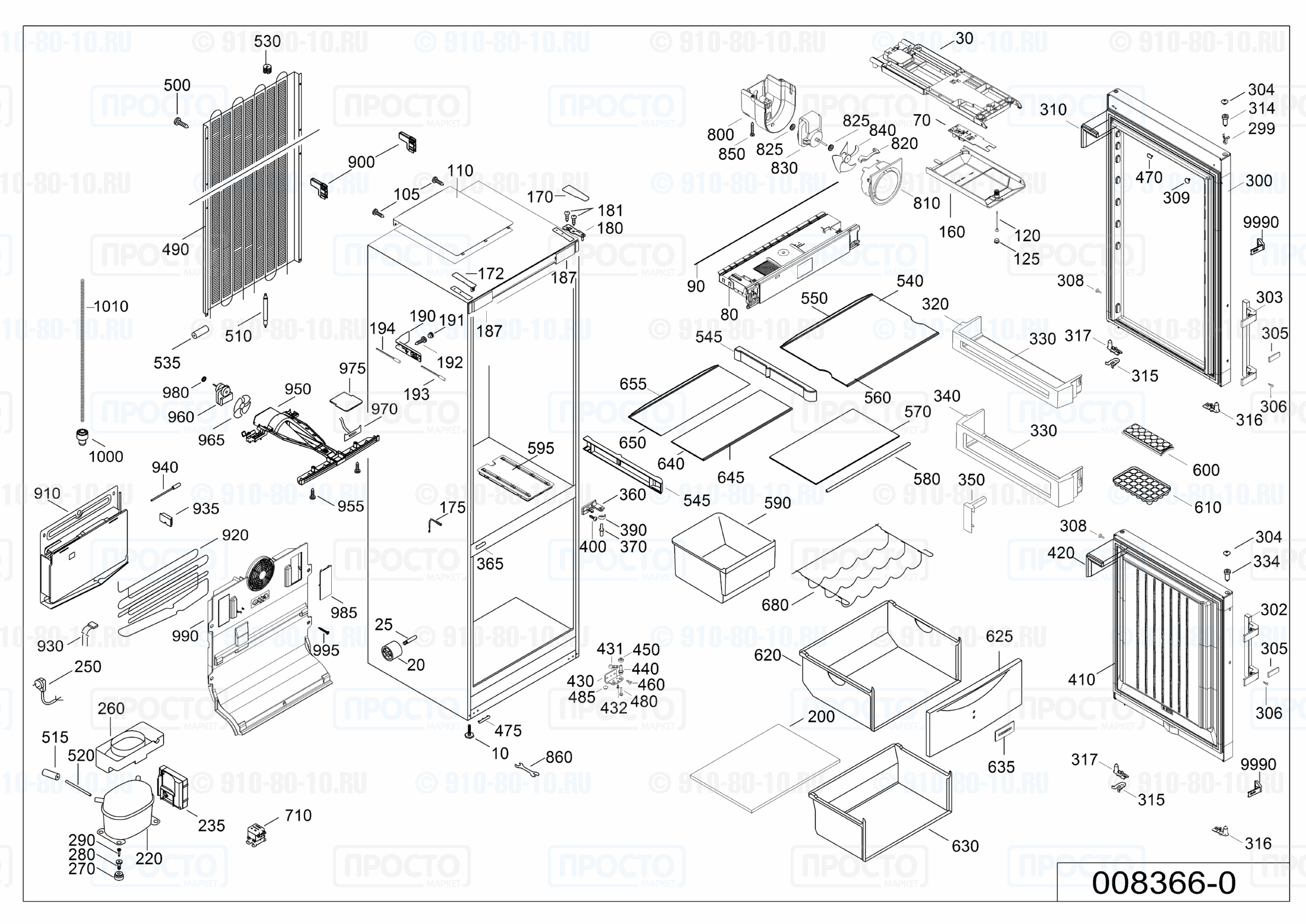 Взрыв-схема запчастей холодильника Liebherr CNef 4015-20D