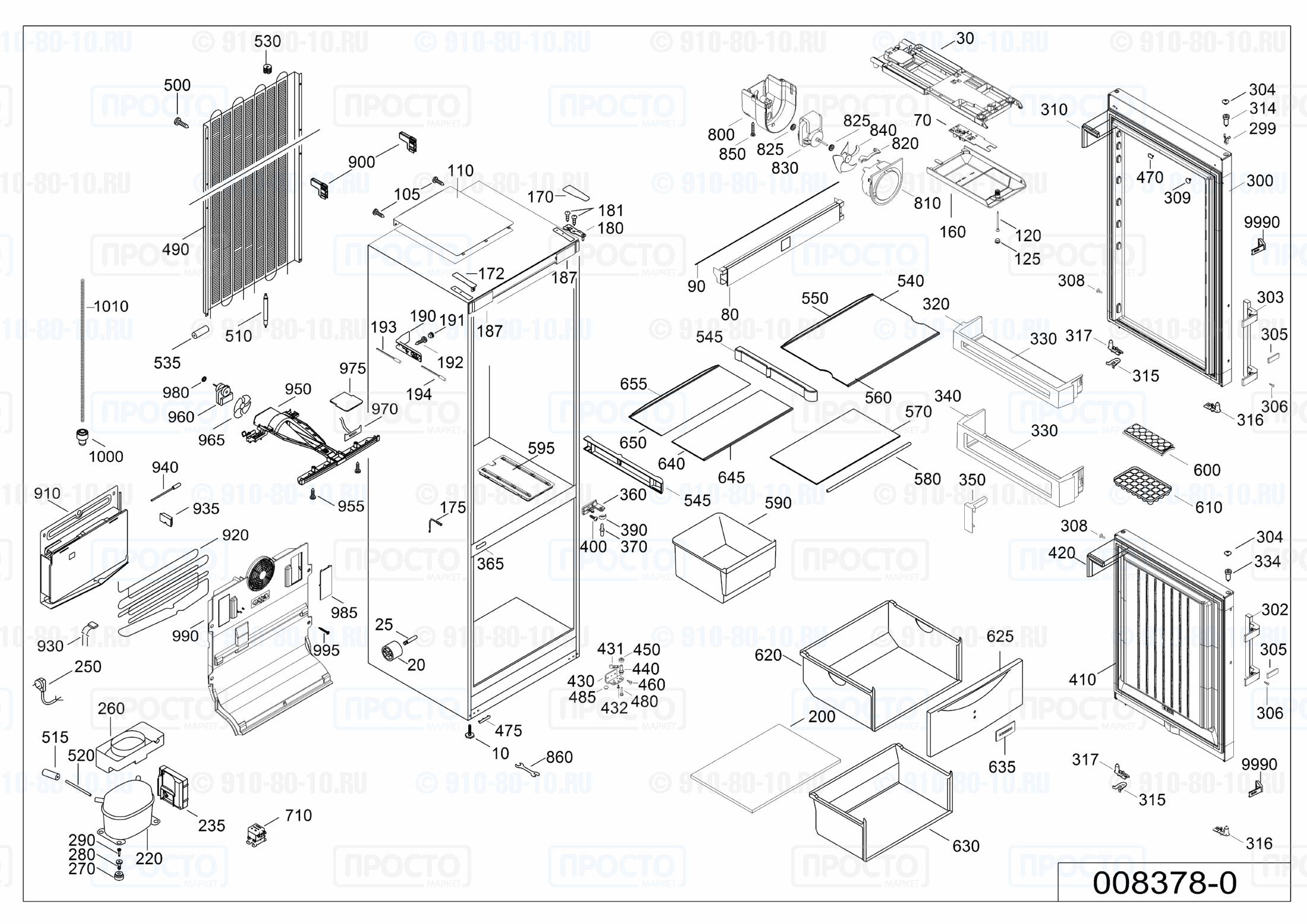 Взрыв-схема запчастей холодильника Liebherr CNef 4005-20D