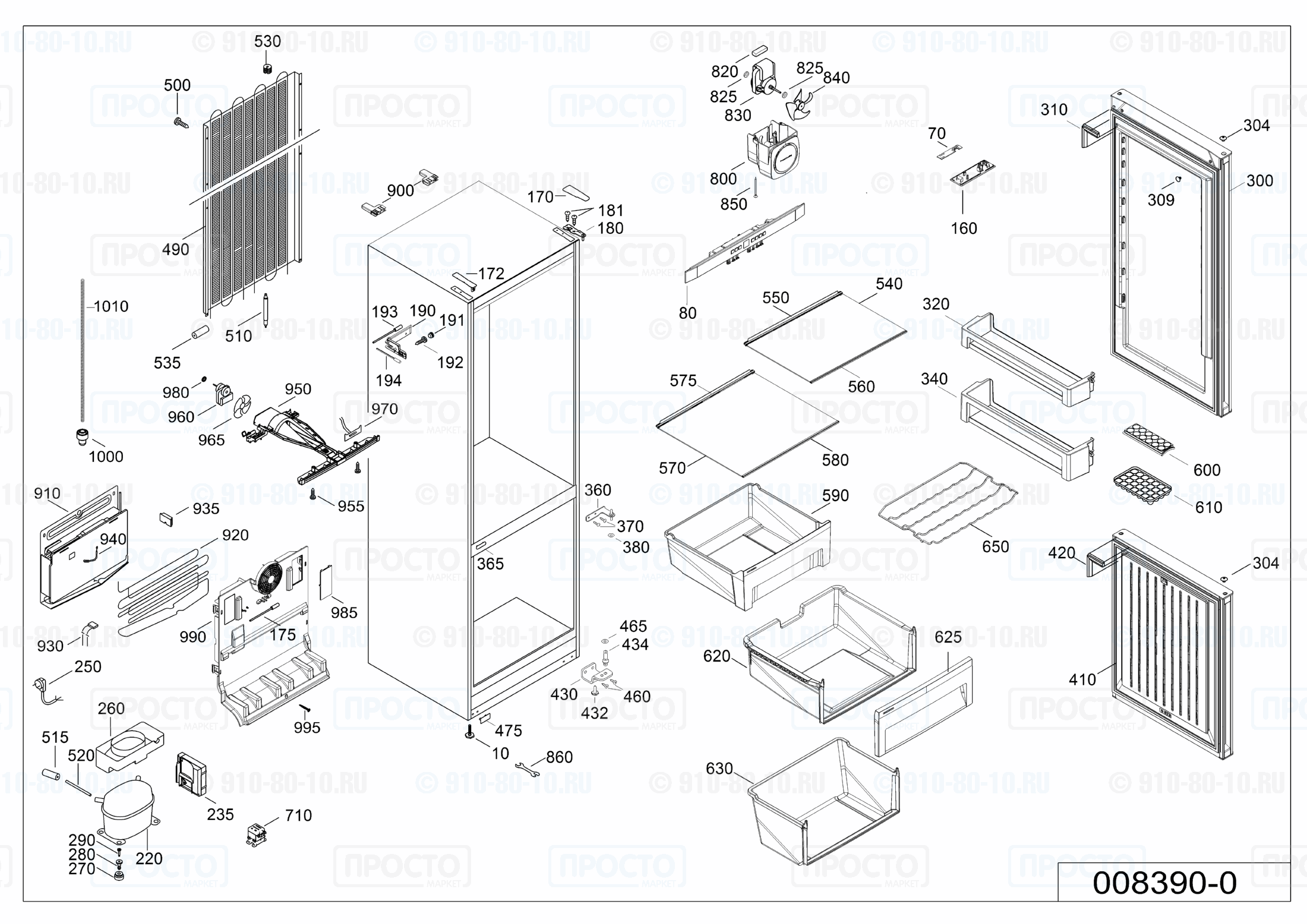 Взрыв-схема запчастей холодильника Liebherr CNPel 4813-20A