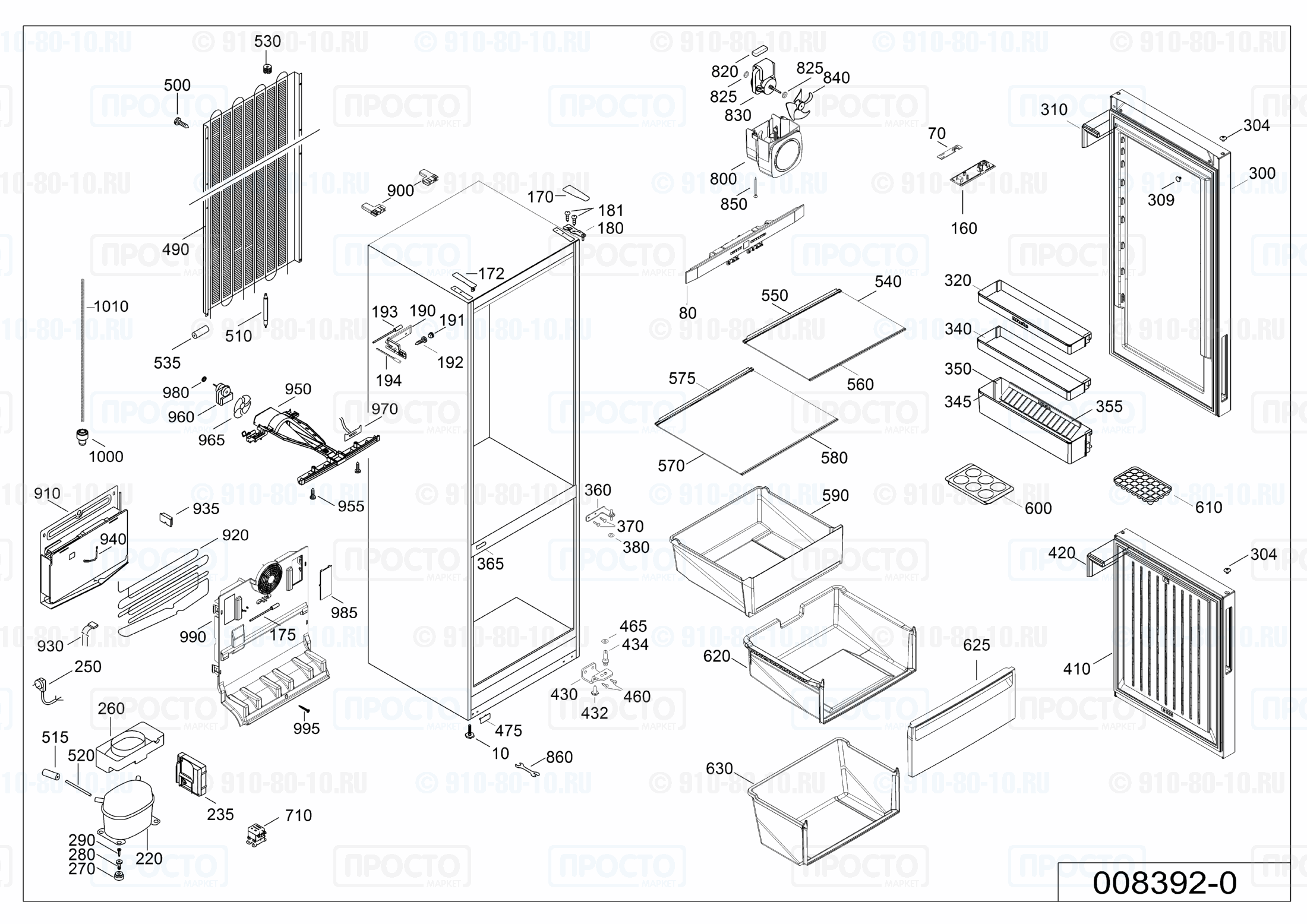 Взрыв-схема запчастей холодильника Liebherr CNPef 4813-20D