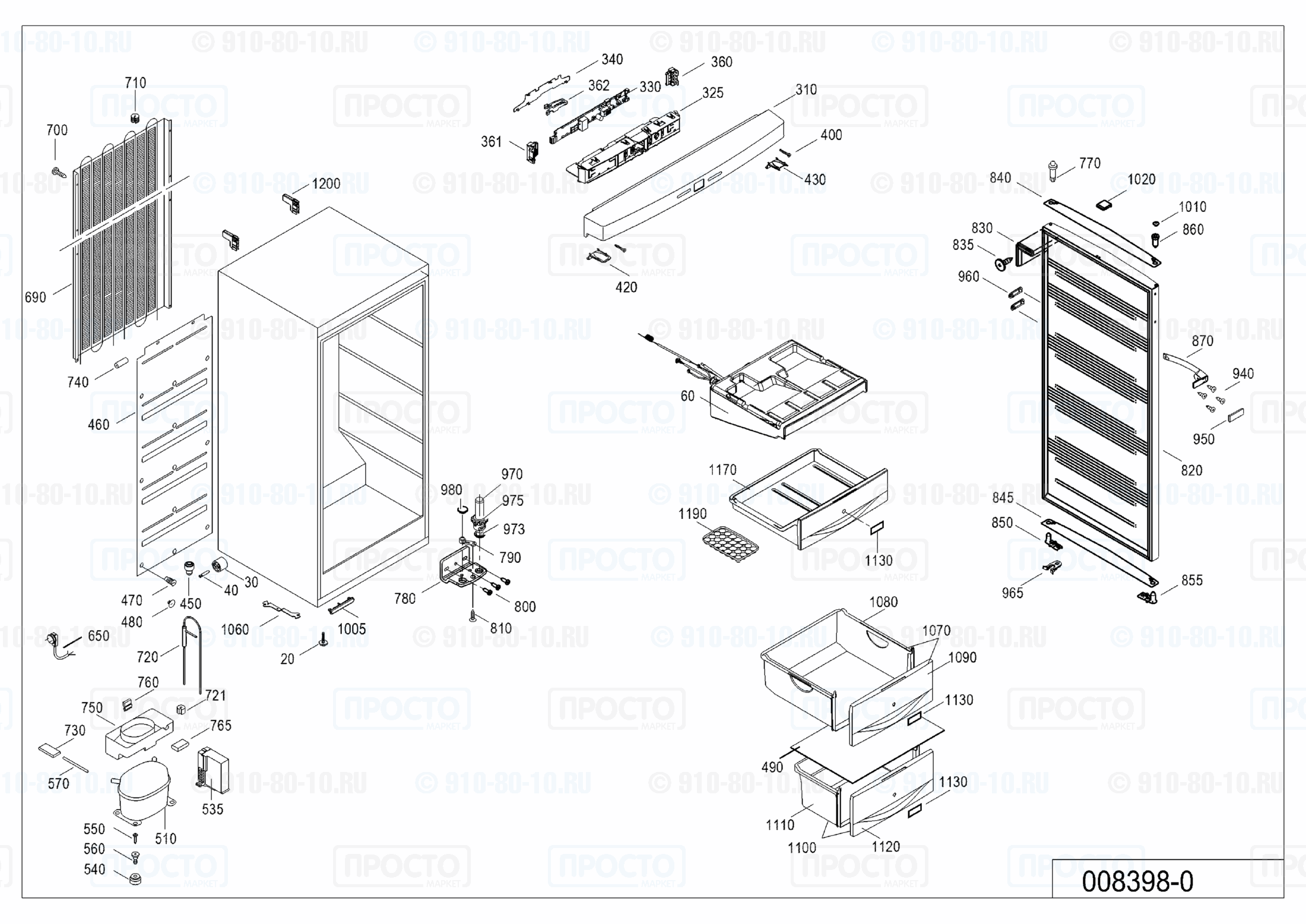 Взрыв-схема запчастей холодильника Liebherr GNP 3013-22A