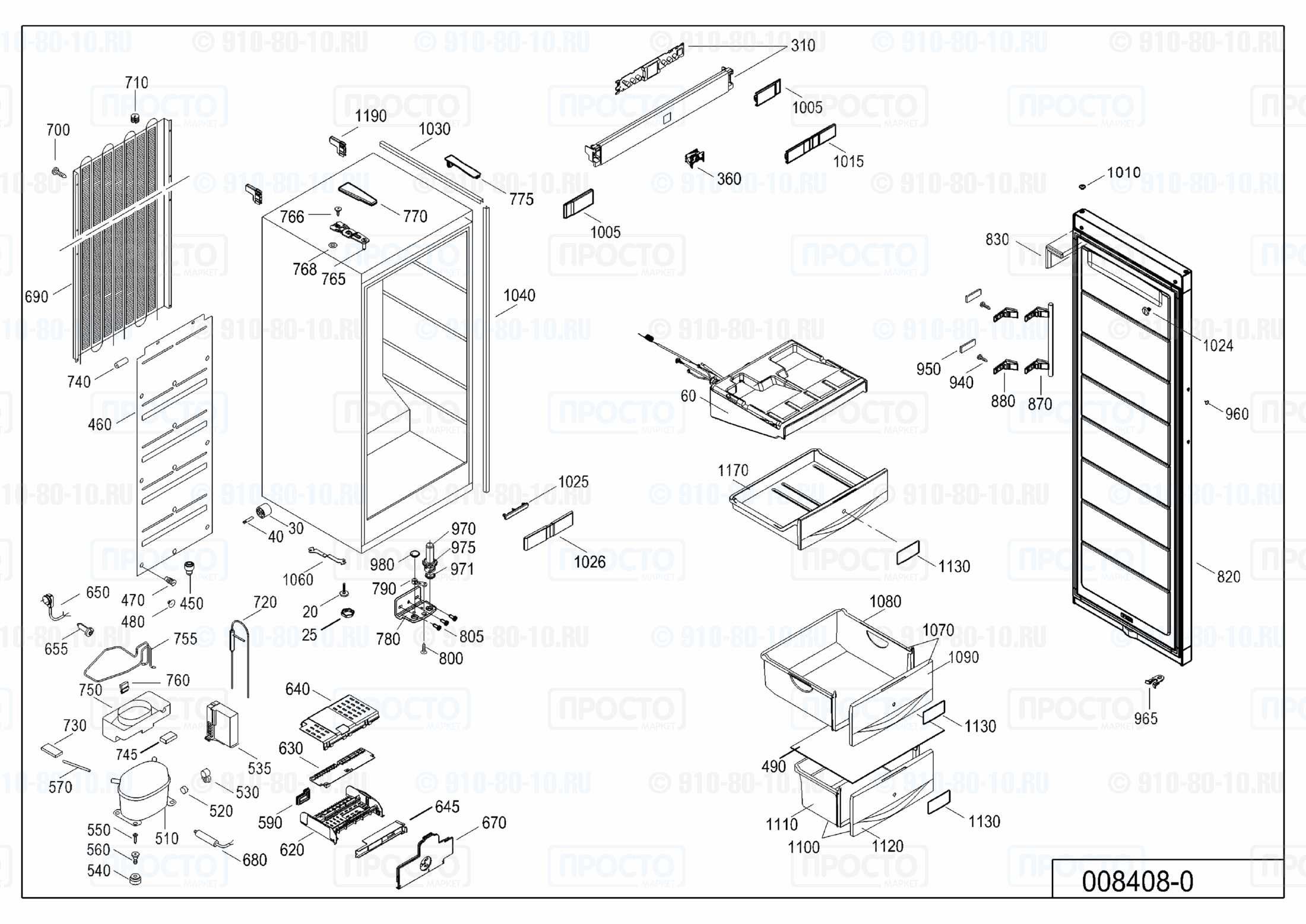 Взрыв-схема запчастей холодильника Liebherr SGN 3036-21A