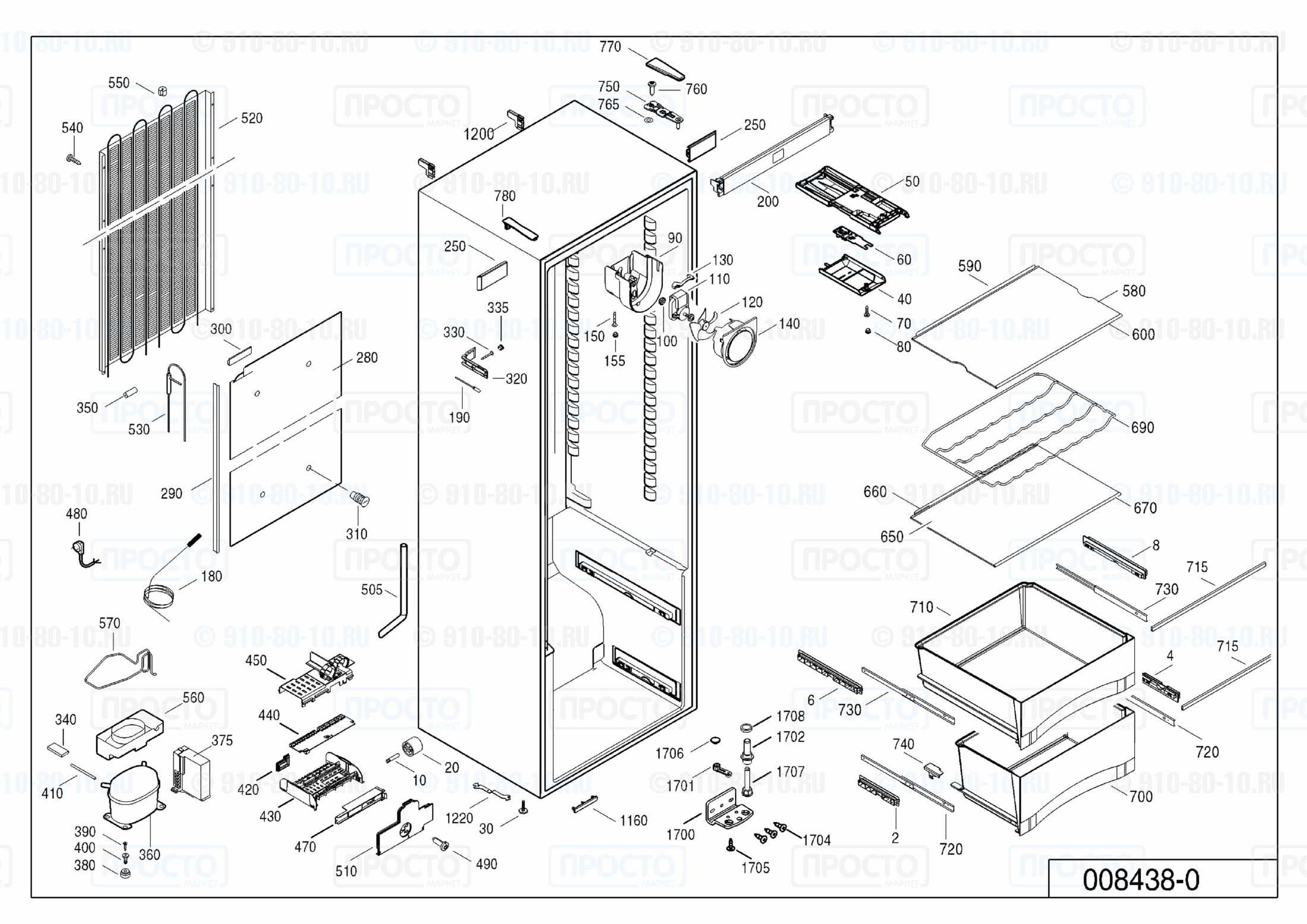 Взрыв-схема запчастей холодильника Liebherr SKef 4270-21A